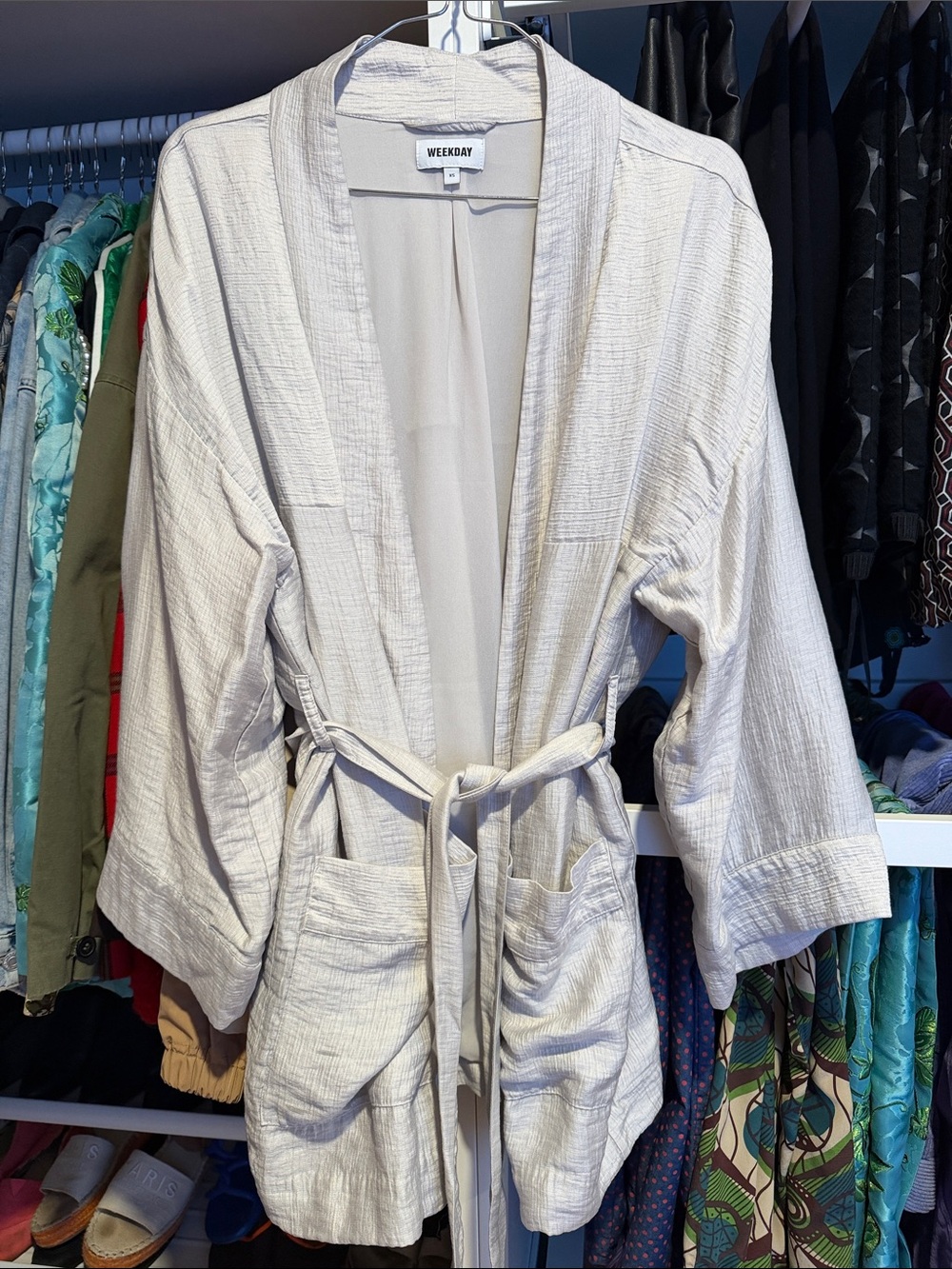 Weekday Women's Cream Belted kimono